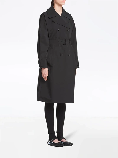 Shop Prada Technical Poplin Double-breasted Raincoat In Black