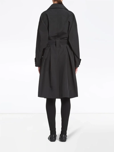 Shop Prada Technical Poplin Double-breasted Raincoat In Black