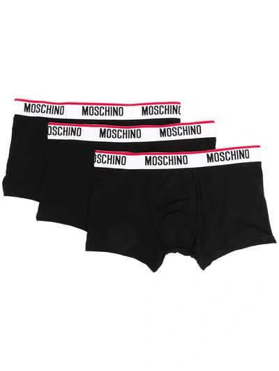 Shop Moschino Logo Waistband Boxers Set In Black