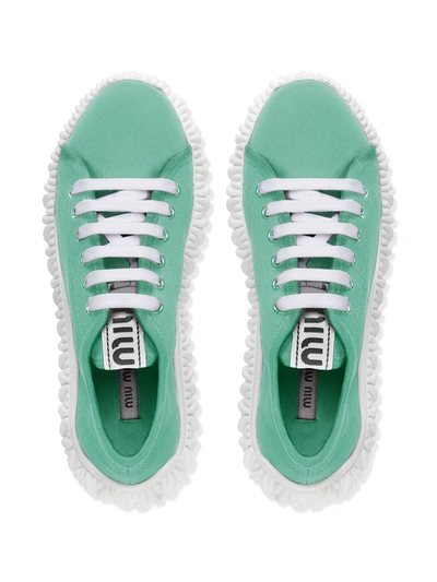 Shop Miu Miu Lace-up Chunky Sneakers In Green