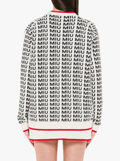Shop Miu Miu Logo Buttoned Cardigan In White