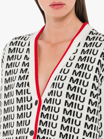Shop Miu Miu Logo Buttoned Cardigan In White