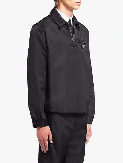 Shop Prada Re-nylon Zip-placket Shirt In Black