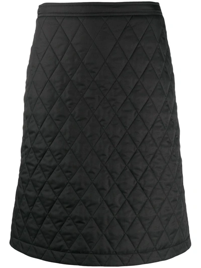 Shop Burberry Diamond Quilted A-line Skirt In Black