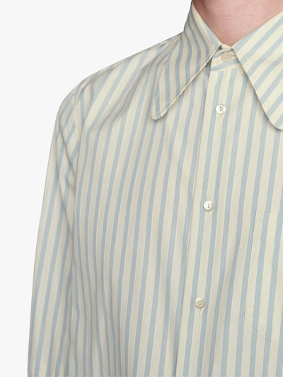 Shop Gucci Pointed Collar Striped Shirt In Neutrals