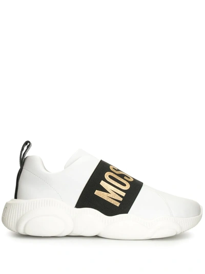 Shop Moschino Elastic Band Teddy Low-top Sneakers In White