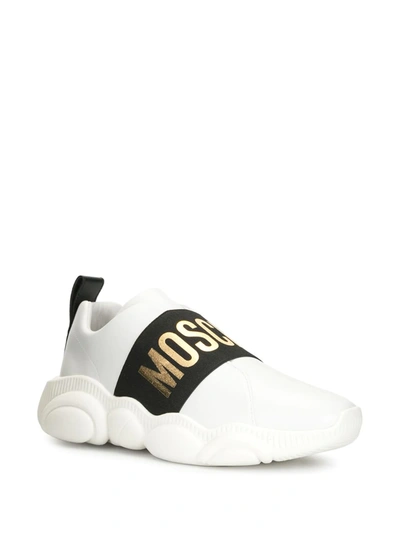 Shop Moschino Elastic Band Teddy Low-top Sneakers In White