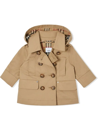 Shop Burberry Hooded Trench Coat In Brown