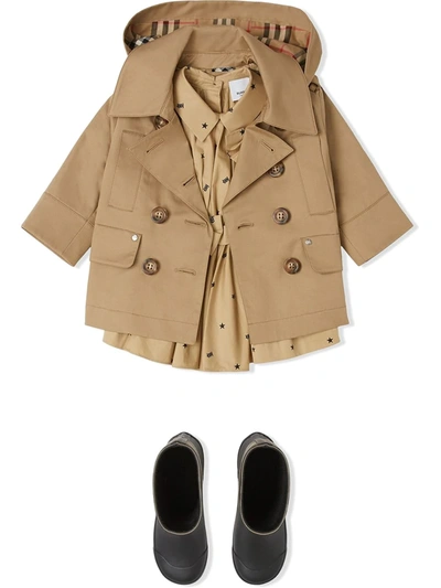 Shop Burberry Hooded Trench Coat In Brown