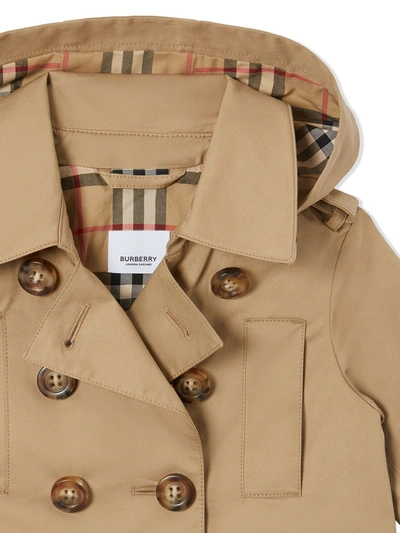Shop Burberry Hooded Trench Coat In Brown