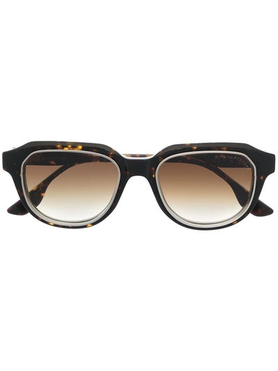 Shop Dita Eyewear Gold-rimmed Tortoiseshell Frames In Brown