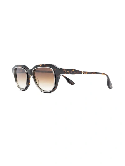 Shop Dita Eyewear Gold-rimmed Tortoiseshell Frames In Brown