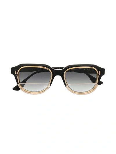 Shop Dita Eyewear Gold-rimmed Tortoiseshell Frames In Black