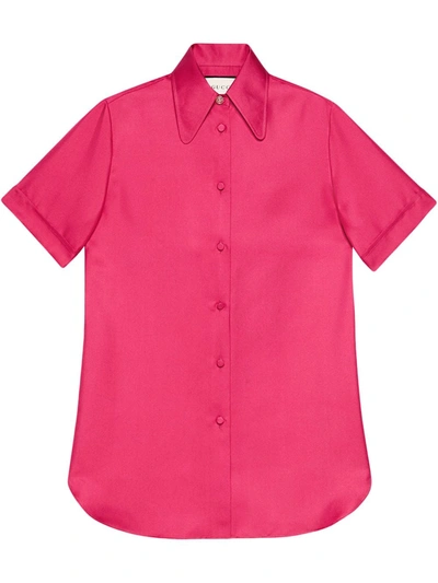 Shop Gucci Short-sleeve Buttoned Shirt In Pink