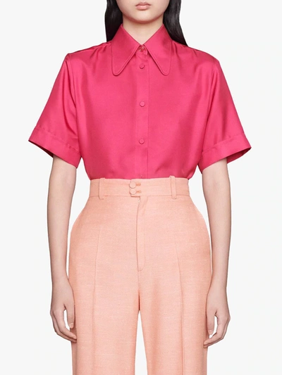 Shop Gucci Short-sleeve Buttoned Shirt In Pink