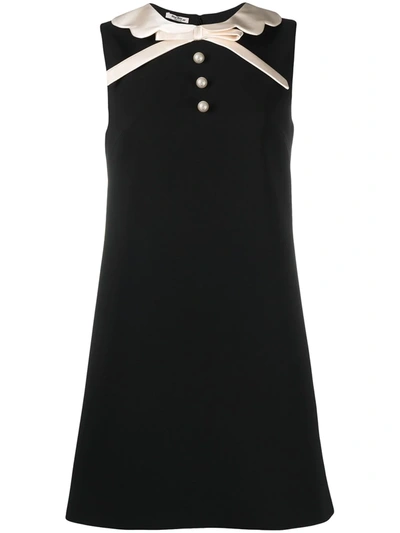 Shop Miu Miu Bow-embellished Mini Dress In Black