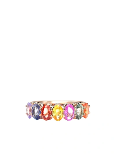 Shop Pragnell 18kt Rose Gold Sapphire Rainbow Fancy Cocktail Ring