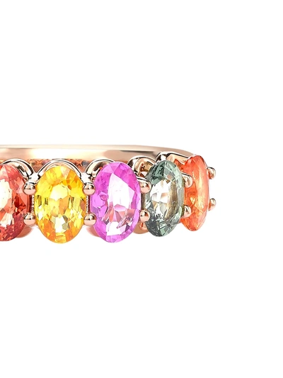 Shop Pragnell 18kt Rose Gold Sapphire Rainbow Fancy Cocktail Ring