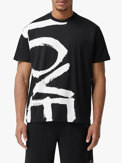 Shop Burberry Love Print Oversized T-shirt In Black