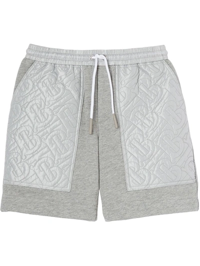 Shop Burberry Monogram-quilted Track Shorts In Grey