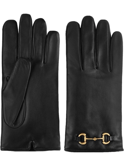 Shop Gucci Horsebit Gloves In Black