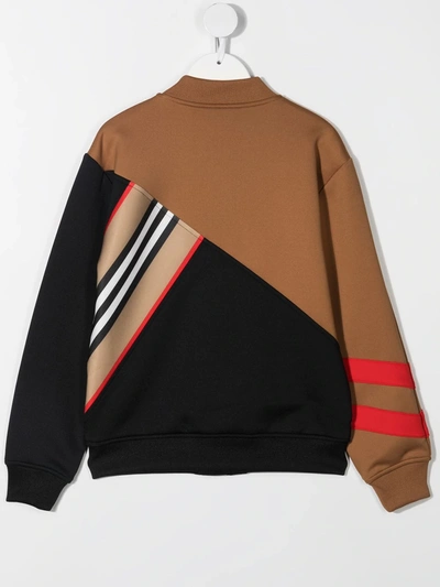 Shop Burberry Colour-block Stripe Jacket In Brown