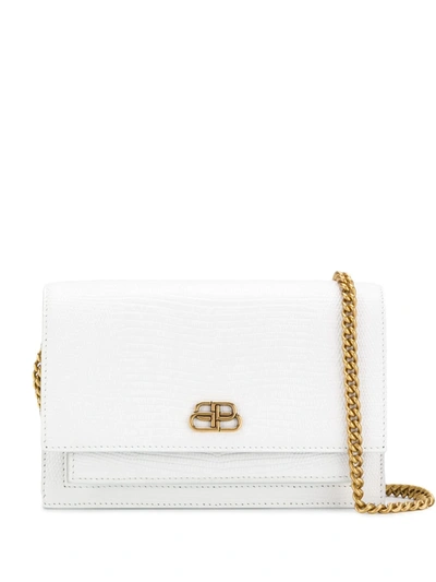Shop Balenciaga Sharp Leather Crossbody Bag In White