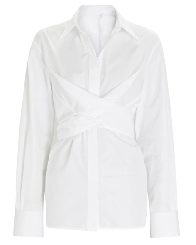 Shop Helmut Lang Poplin Wrap Button-up Shirt In White