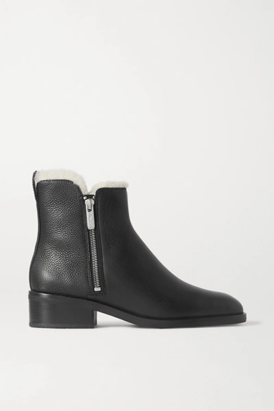 Shop 3.1 Phillip Lim / フィリップ リム Alexa Shearling-lined Textured-leather Ankle Boots In Black