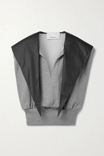 Shop 3.1 Phillip Lim / フィリップ リム Hooded Satin-trimmed Cotton-jersey Tank In Gray