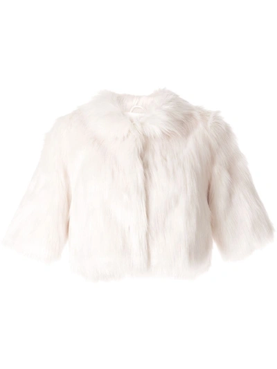 Shop Unreal Fur Desire Faux-fur Cropped Jacket In White