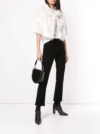 Shop Unreal Fur Desire Faux-fur Cropped Jacket In White
