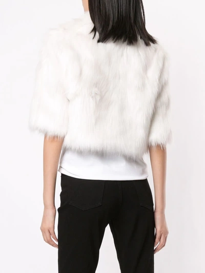 Shop Unreal Fur Desire Faux-fur Cropped Jacket In White