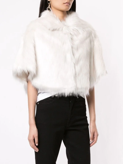 Shop Unreal Fur Nord Faux-fur Cropped Cape In White