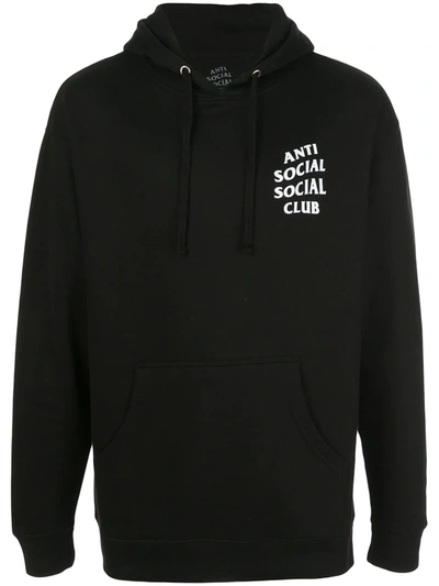 Shop Anti Social Social Club Logo Print Hoodie In Black