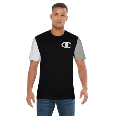 Shop Champion Mens  Heritage Colorblock T-shirt In Black/oxford Grey/white