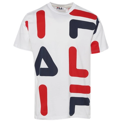 Shop Fila Mens  Bennet T-shirt In White/chinese Red/peacoat