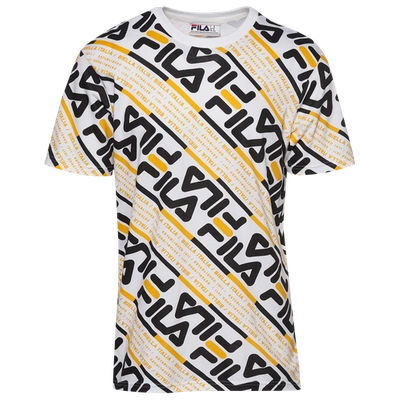 Shop Fila Mens  Calvin T-shirt In White/gold/black
