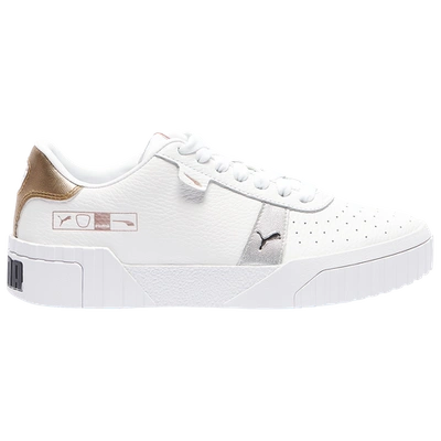 Shop Puma Womens  Cali Hacked In White/silver/gold