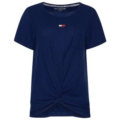 Shop Tommy Hilfiger Womens  Waffle Twisted T-shirt In Navy/navy