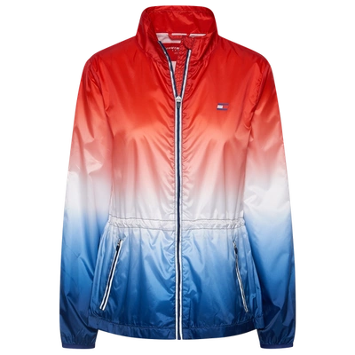 Shop Tommy Hilfiger Womens  Ombre Wind Jacket In Navy/white/red