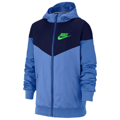 Shop Nike Boys  Nsw Windrunner Jacket In Blue/green