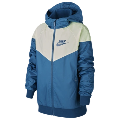 Shop Nike Boys  Nsw Windrunner Jacket In Blue/barely Volt