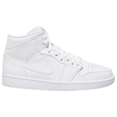 Shop Jordan Mens  Aj 1 Mid In White/white/white