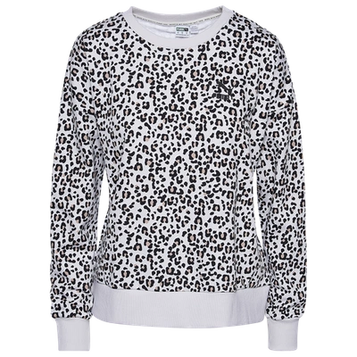 Shop Puma Womens  Classics Aop Crew Sweatshirt In Vaporous Grey/animal Aop