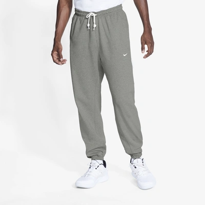 Shop Nike Mens  Standard Issue Pants In Dark Grey Heather/pale Ivory