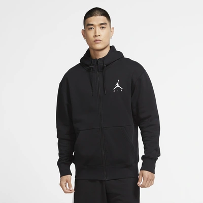 Shop Jordan Mens  Jumpman Fleece Full-zip Hoodie In Black/black/white