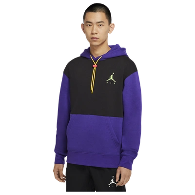 Shop Jordan Mens  Jumpman Air Fleece Hoodie In Court Purple/black/racer Pink