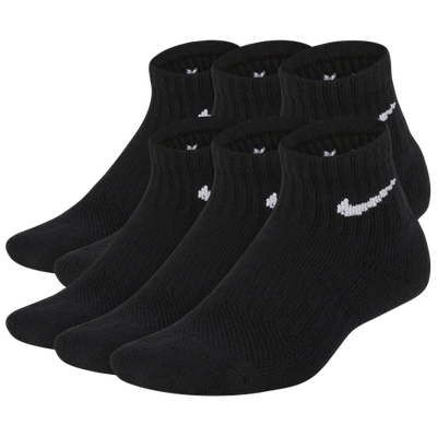 Shop Nike Boys  6 Pack Cushioned Quarter Socks In Black/white