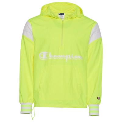 Shop Champion Mens  Script Anorak 2.0 Jacket In Highlighter Yellow